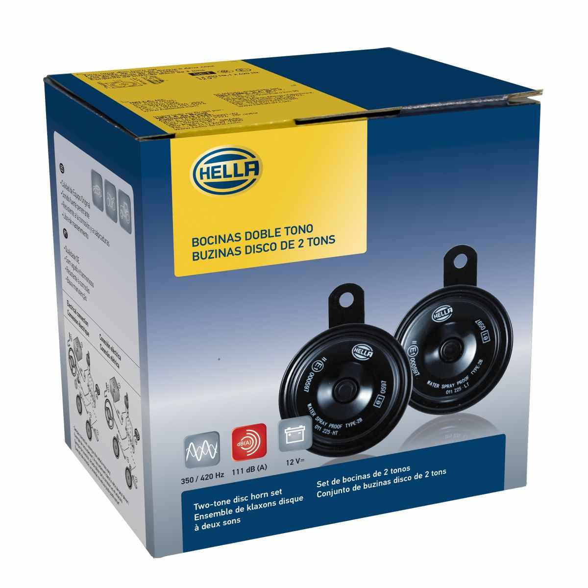 011225891 - Hella Inc. - Horn-Kit-Bx-Blk-Disc-77Mm-12V