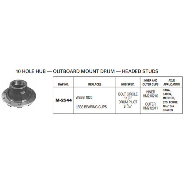 110605A Dayton Parts Inc Hub W/Cups