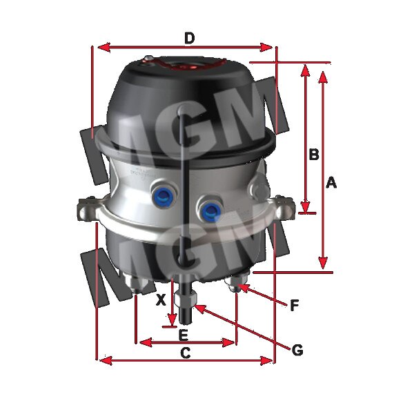 3432051 Mgm Brakes Mgm Tr3036T Combo Brake Chamber 3432051