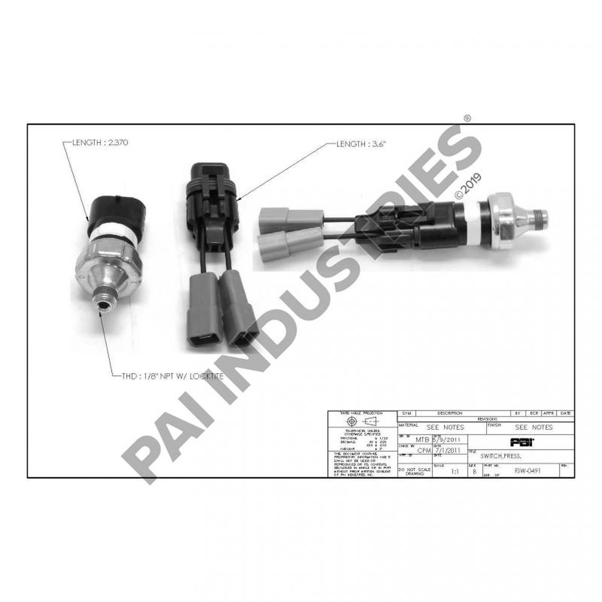 Fsw-0491 - Pai Industries - Pai Industries Mack Brake Light 