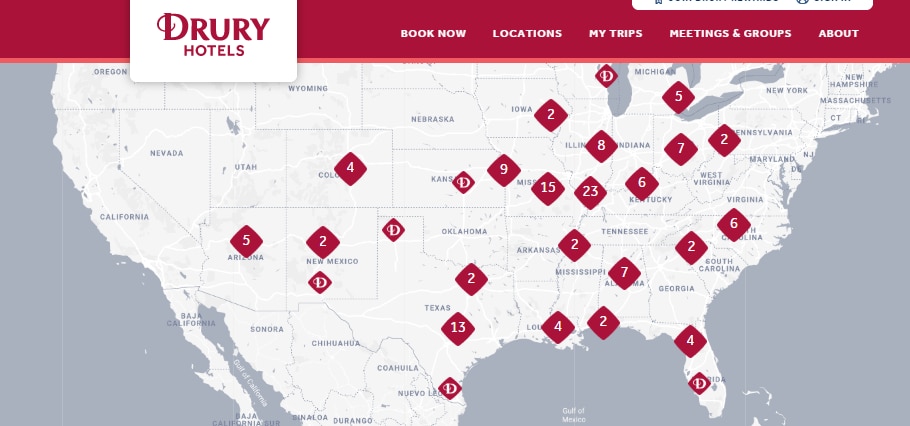 Drury Hotels Locations for Truckers